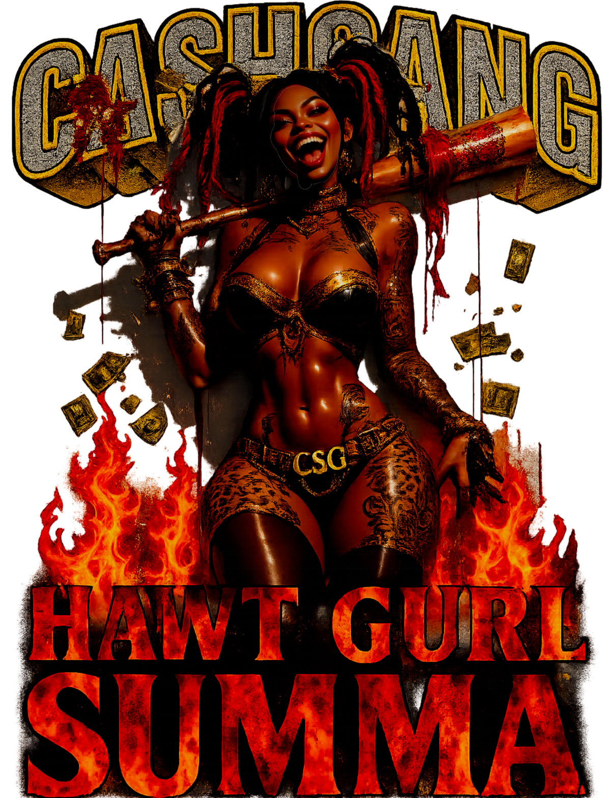 CashGang™ Apparel - “Hawt Gurl Summa” Ruby Reign™  Oversized Cotton T-Shirt