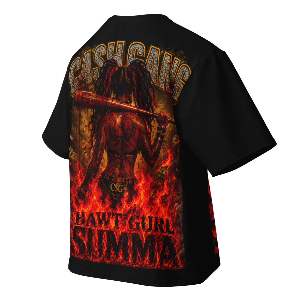 CashGang™ Apparel - “Hawt Gurl Summa” Ruby Reign™  Oversized Cotton T-Shirt