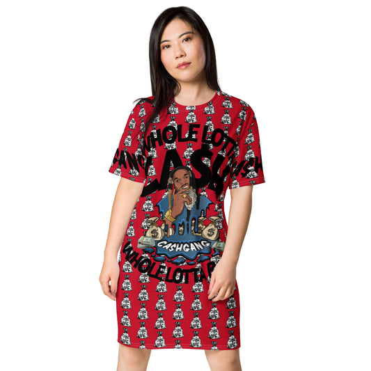 CA$HGANG RED Big Logo C.A.B T-shirt dress