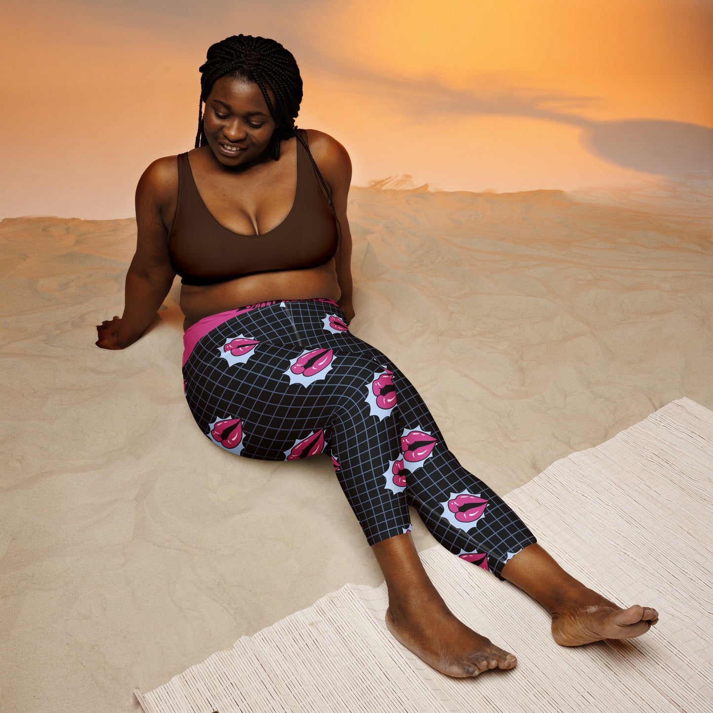 C.A.S.H Blk/Pink/Blue Yoga Capri Leggings